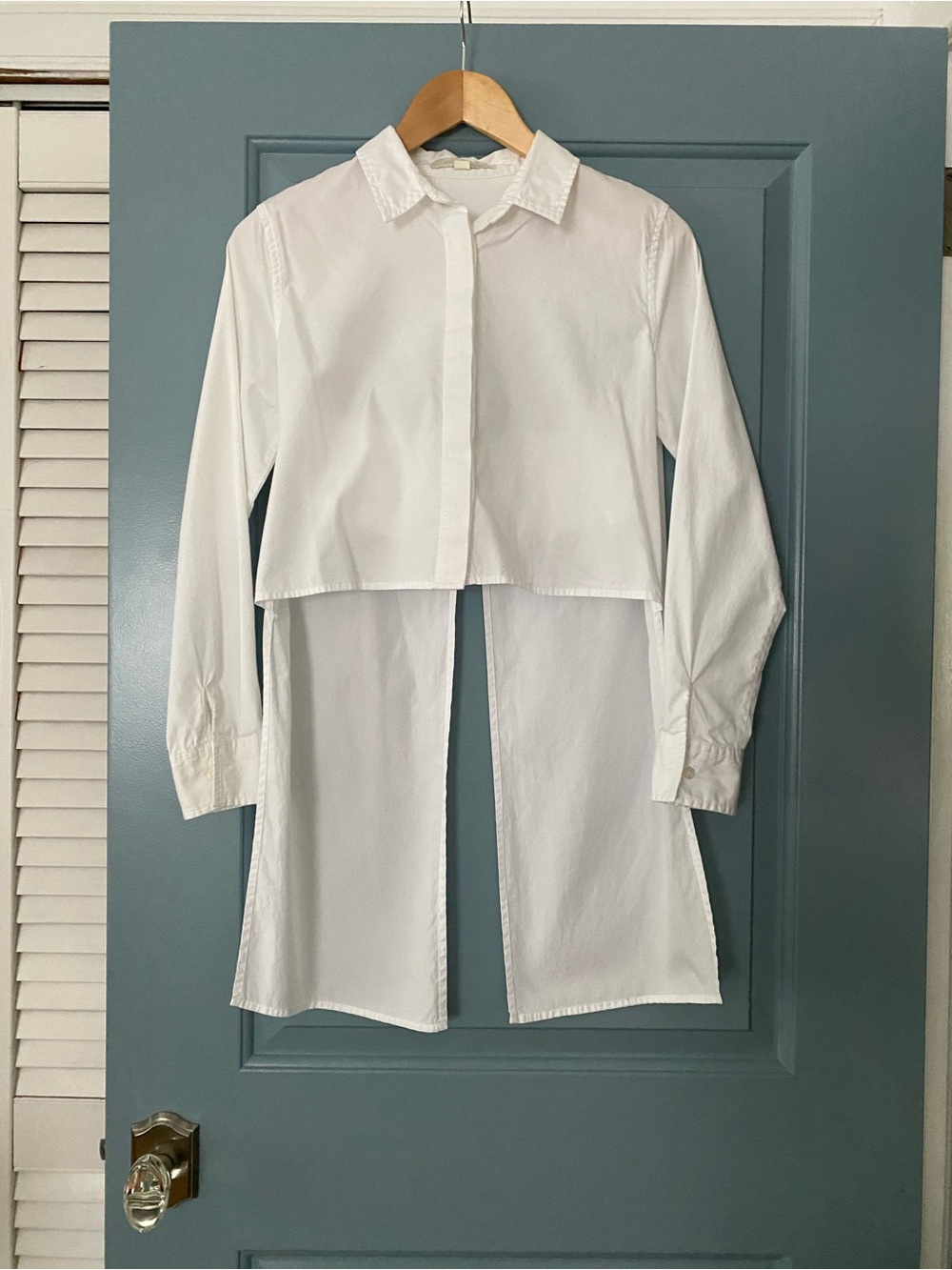 Jonathan Simkhai Women’s Hi-Lo White Dress Shirt with high slit Size Small